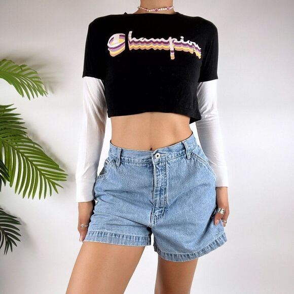 Vintage Y2K Champion Casual Sporty Streetwear Long Sleeve Crop Top / Size: XS - Picture 1 of 6